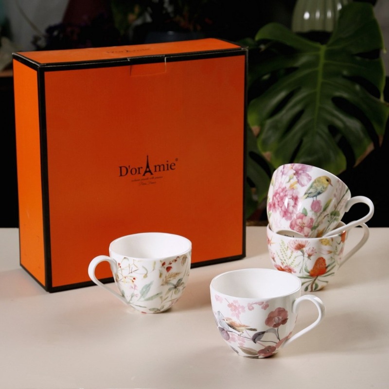 Xbloom Coffee Tea - 4개 세트, 고급스러운 도자기 커피 머그,