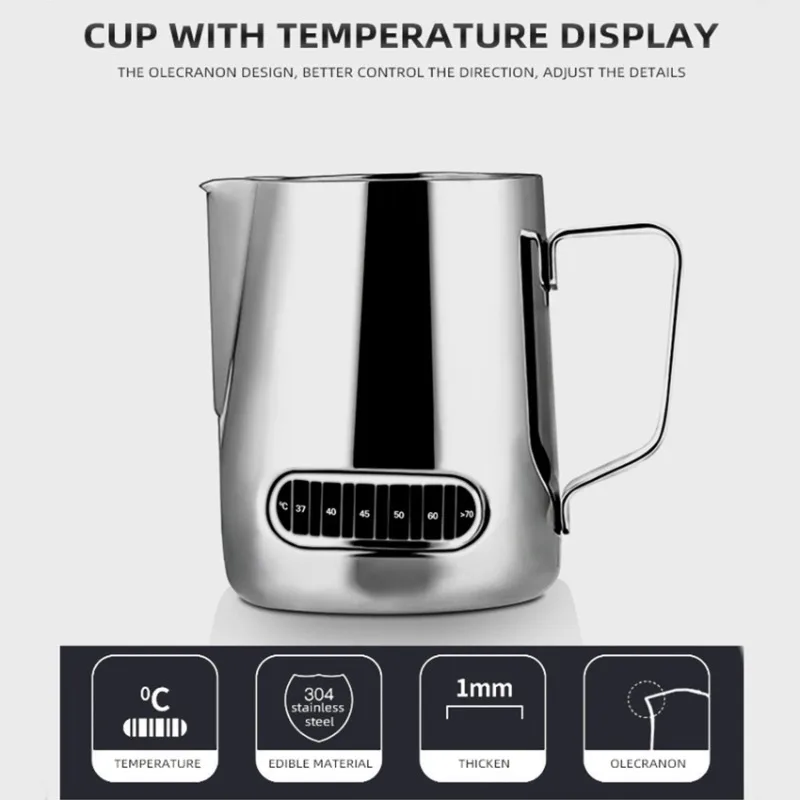350mL 스테인리스 스틸 우유 거품기 온도 표시 우유 - Barista Milk Jug 리뷰 및 가격
