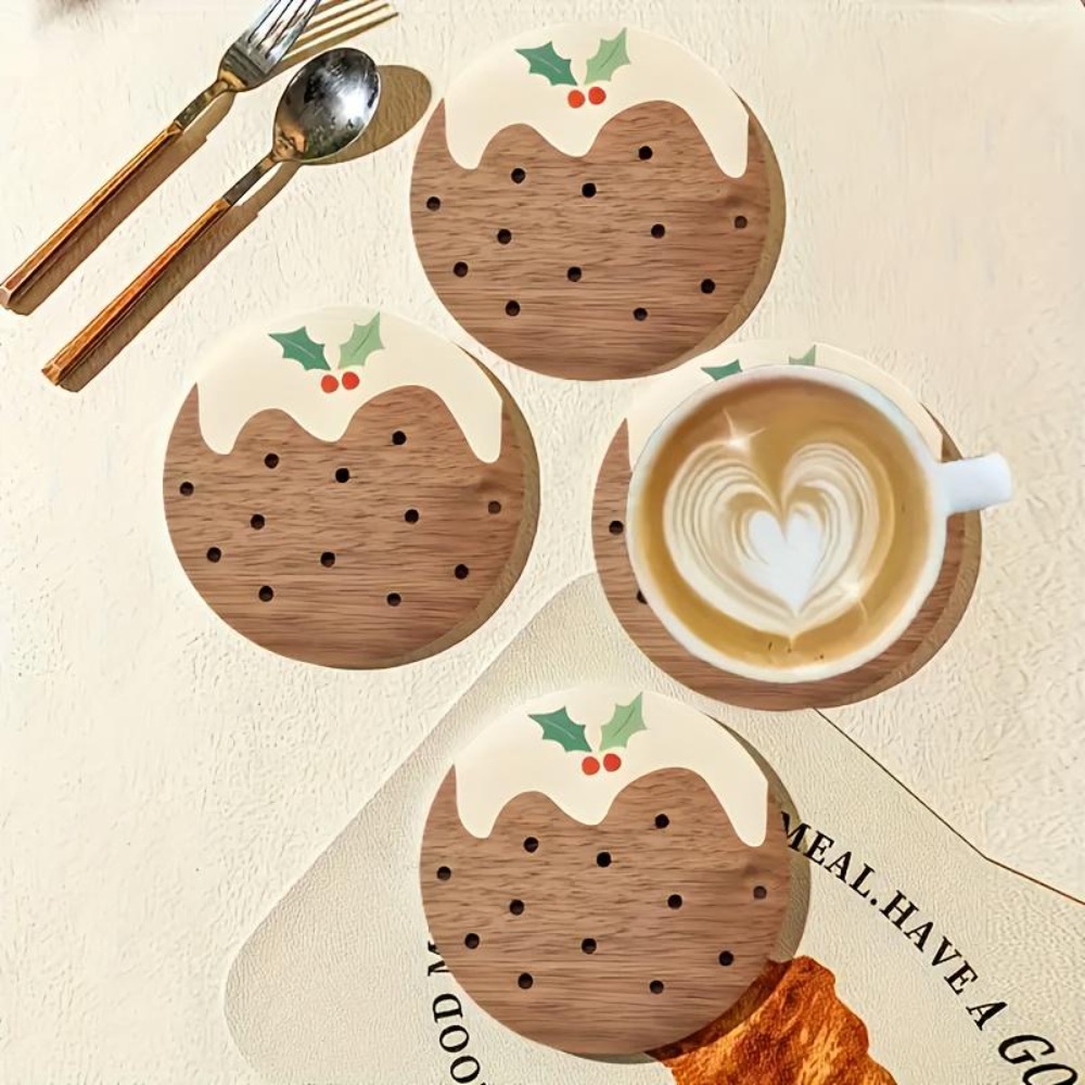 나무 컵받침 세트 푸딩 스타일 내열 컵매트 커피 차 유 - Coffee Tea And Sugar Set 리뷰 및 가격